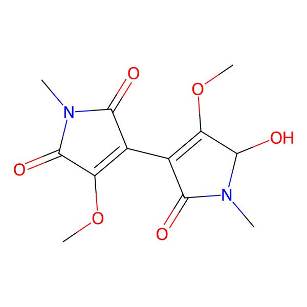 2D Structure of 3-[(2R)-2-hydroxy-3-methoxy-1-methyl-5-oxo-2H-pyrrol-4-yl]-4-methoxy-1-methylpyrrole-2,5-dione