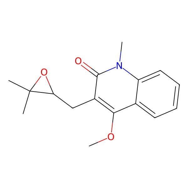 2D Structure of 3-[[(2R)-3,3-dimethyloxiran-2-yl]methyl]-4-methoxy-1-methylquinolin-2-one