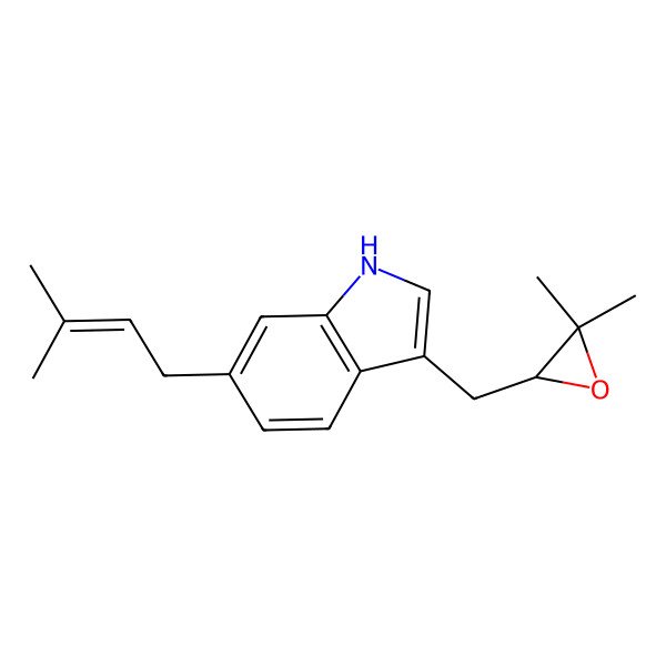 2D Structure of 3-[[(2R)-3,3-dimethyloxiran-2-yl]methyl]-6-(3-methylbut-2-enyl)-1H-indole