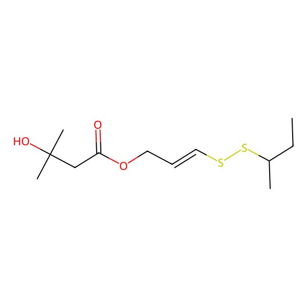 2D Structure of 3-[[(2R)-butan-2-yl]disulfanyl]prop-2-enyl 3-hydroxy-3-methylbutanoate