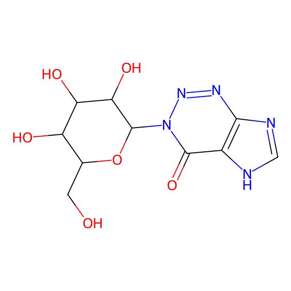 2D Structure of 3-[(2R,3R,4S,5S)-3,4,5-trihydroxy-6-(hydroxymethyl)oxan-2-yl]-5H-imidazo[4,5-d]triazin-4-one