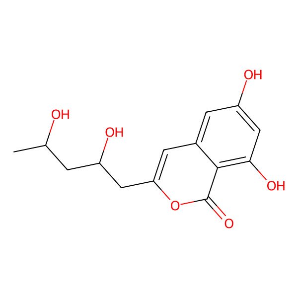 2D Structure of 3-[(2R,4R)-2,4-dihydroxypentyl]-6,8-dihydroxyisochromen-1-one