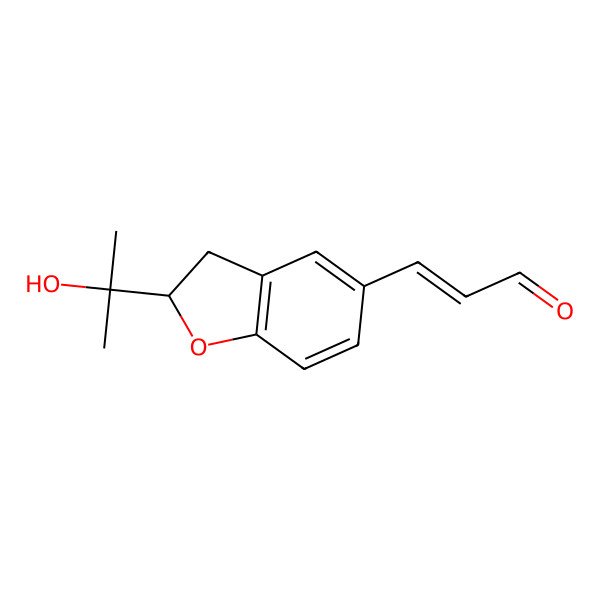 2D Structure of 3-[(2S)-2-(2-hydroxypropan-2-yl)-2,3-dihydro-1-benzofuran-5-yl]prop-2-enal