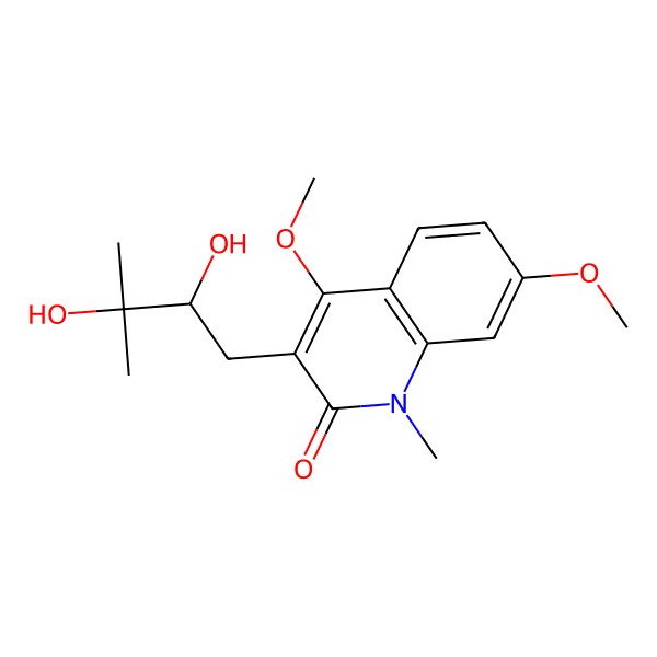 2D Structure of 3-[(2S)-2,3-dihydroxy-3-methylbutyl]-4,7-dimethoxy-1-methylquinolin-2-one