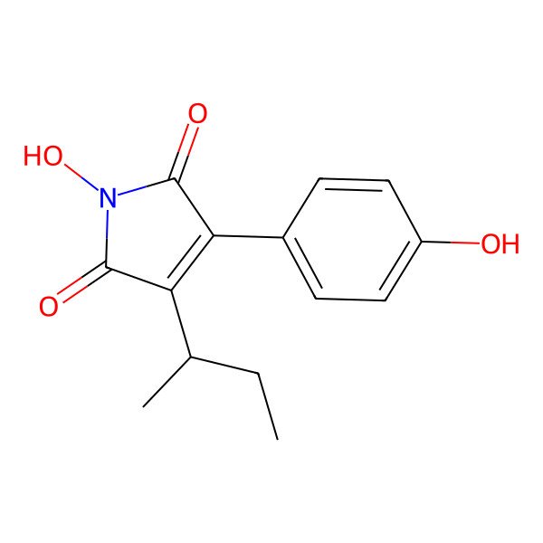 2D Structure of 3-[(2S)-butan-2-yl]-1-hydroxy-4-(4-hydroxyphenyl)pyrrole-2,5-dione