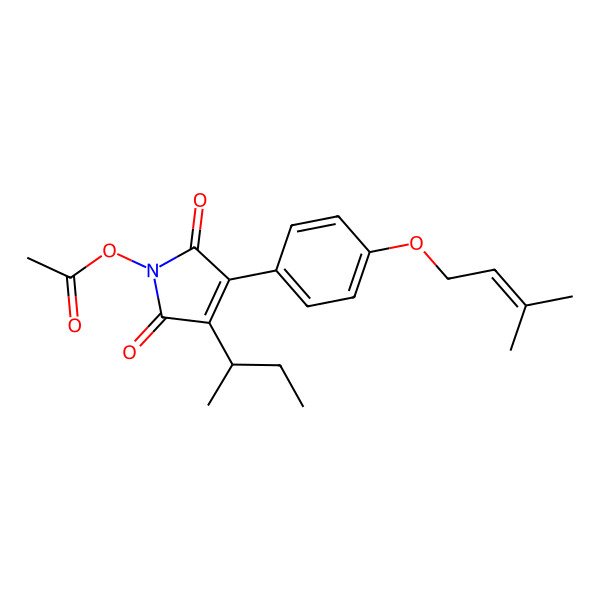 2D Structure of [3-[(2S)-butan-2-yl]-4-[4-(3-methylbut-2-enoxy)phenyl]-2,5-dioxopyrrol-1-yl] acetate