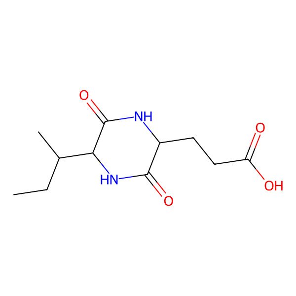 2D Structure of 3-[(2S,5S)-5-[(2S)-butan-2-yl]-3,6-dioxopiperazin-2-yl]propanoic acid
