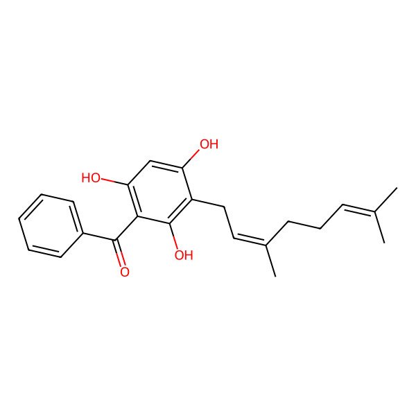 2D Structure of [3-[(2Z)-3,7-dimethylocta-2,6-dienyl]-2,4,6-trihydroxyphenyl]-phenylmethanone