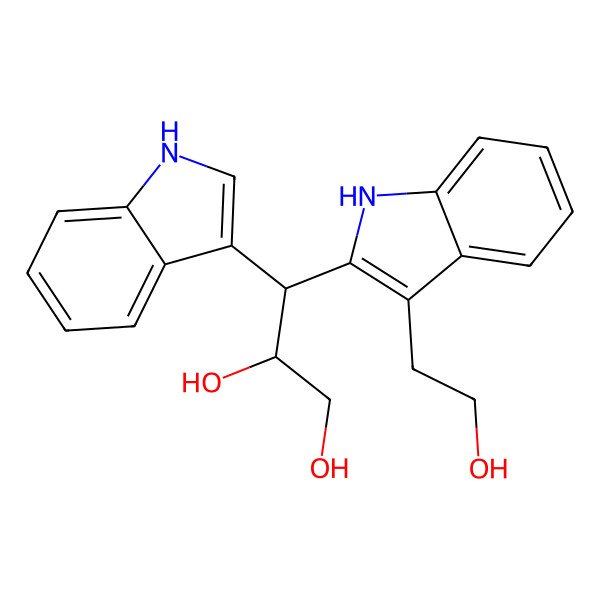 2D Structure of 3-[3-(2-hydroxyethyl)-1H-indol-2-yl]-3-(1H-indol-3-yl)propane-1,2-diol