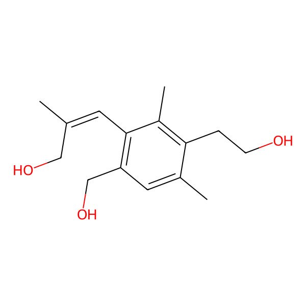 2D Structure of 3-[3-(2-Hydroxyethyl)-6-(hydroxymethyl)-2,4-dimethylphenyl]-2-methylprop-2-en-1-ol