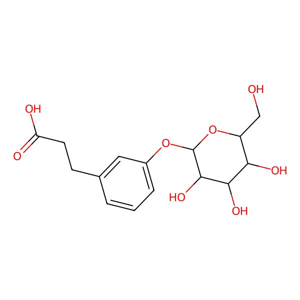2D Structure of 3-[3-[(2S,3R,4S,5S,6R)-3,4,5-trihydroxy-6-(hydroxymethyl)oxan-2-yl]oxyphenyl]propanoic acid