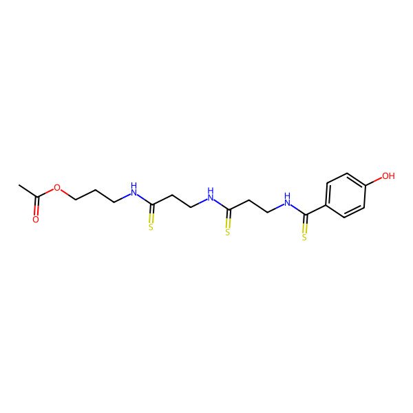 2D Structure of 3-[3-[3-[(4-Hydroxybenzenecarbothioyl)amino]propanethioylamino]propanethioylamino]propyl acetate