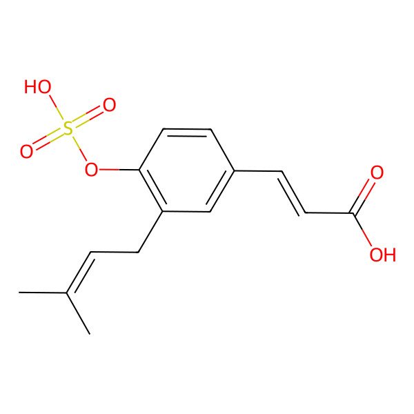2D Structure of 3-[3-(3-Methylbut-2-enyl)-4-sulfooxyphenyl]prop-2-enoic acid