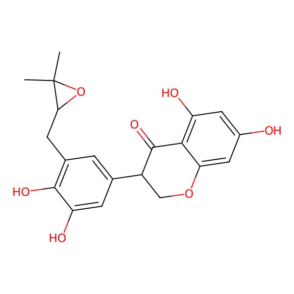 2D Structure of 3-[3-[(3,3-Dimethyloxiran-2-yl)methyl]-4,5-dihydroxyphenyl]-5,7-dihydroxy-2,3-dihydrochromen-4-one