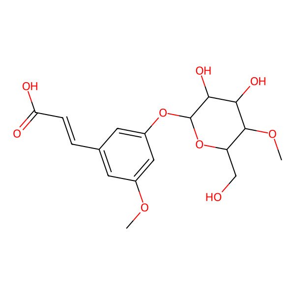 2D Structure of 3-[3-[3,4-Dihydroxy-6-(hydroxymethyl)-5-methoxyoxan-2-yl]oxy-5-methoxyphenyl]prop-2-enoic acid