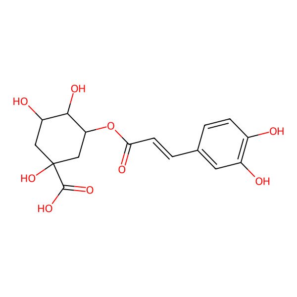 2D Structure of 3-[3-(3,4-Dihydroxyphenyl)prop-2-enoyloxy]-1,4,5-trihydroxy-cyclohexanecarboxylic acid