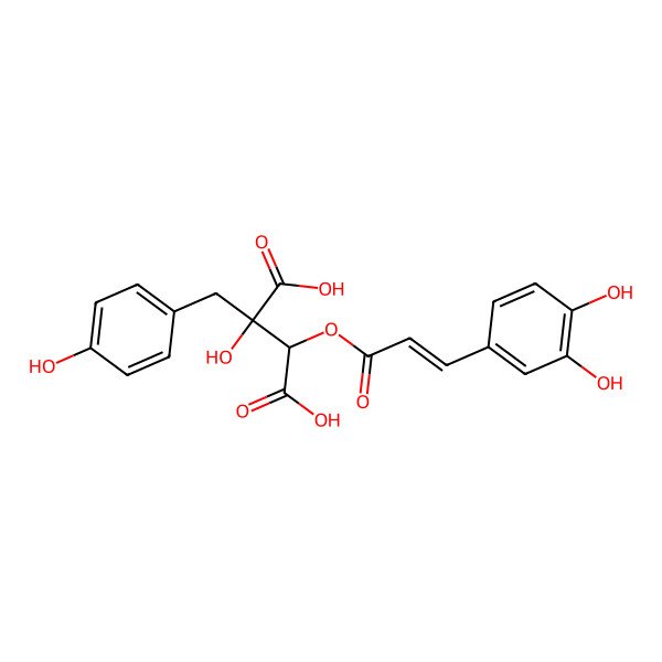 2D Structure of 3-[3-(3,4-Dihydroxyphenyl)prop-2-enoyloxy]-2-hydroxy-2-[(4-hydroxyphenyl)methyl]butanedioic acid