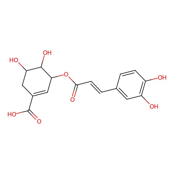 2D Structure of 3-[3-(3,4-Dihydroxyphenyl)prop-2-enoyloxy]-4,5-dihydroxycyclohexene-1-carboxylic acid