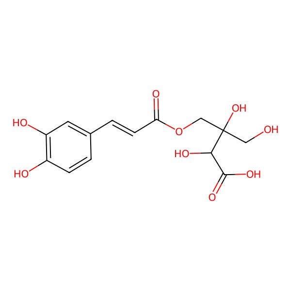 2D Structure of 3-[3-(3,4-Dihydroxyphenyl)prop-2-enoyloxymethyl]-2,3,4-trihydroxybutanoic acid