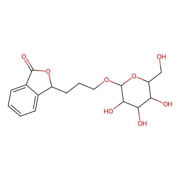 2D Structure of 3-[3-[3,4,5-trihydroxy-6-(hydroxymethyl)oxan-2-yl]oxypropyl]-3H-2-benzofuran-1-one