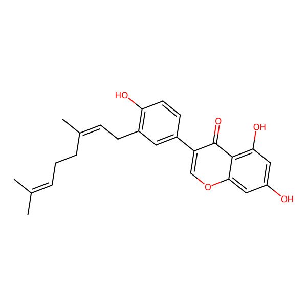 2D Structure of 3-[3-(3,7-Dimethylocta-2,6-dienyl)-4-hydroxyphenyl]-5,7-dihydroxychromen-4-one