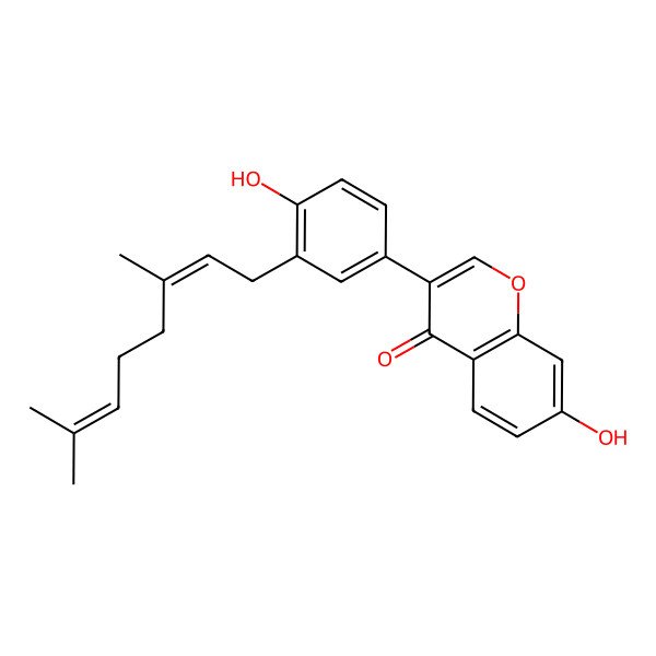 2D Structure of 3-[3-(3,7-Dimethylocta-2,6-dienyl)-4-hydroxyphenyl]-7-hydroxychromen-4-one