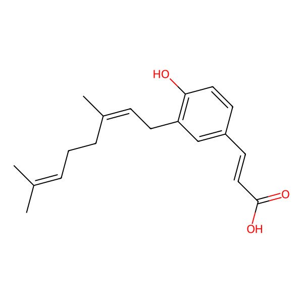 2D Structure of 3-[3-(3,7-Dimethylocta-2,6-dienyl)-4-hydroxyphenyl]prop-2-enoic acid
