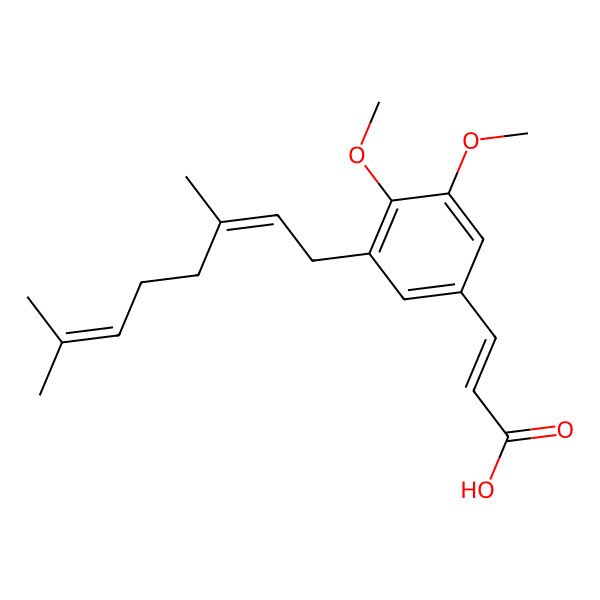 2D Structure of 3-[3-(3,7-Dimethylocta-2,6-dienyl)-4,5-dimethoxyphenyl]prop-2-enoic acid
