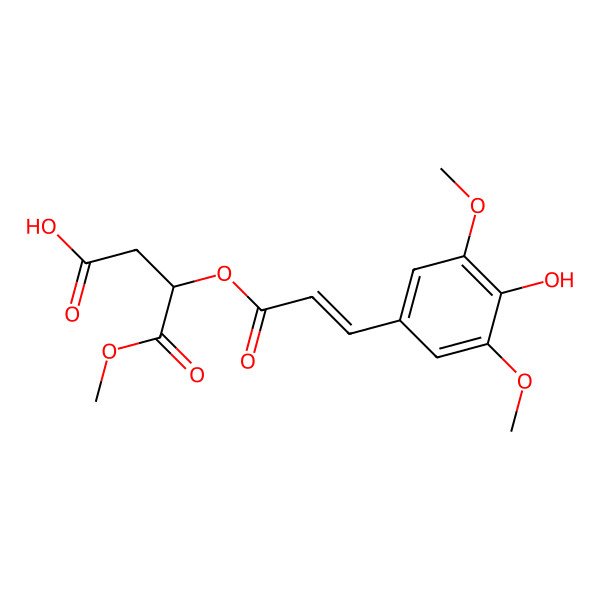 2D Structure of 3-[3-(4-Hydroxy-3,5-dimethoxyphenyl)prop-2-enoyloxy]-4-methoxy-4-oxobutanoic acid