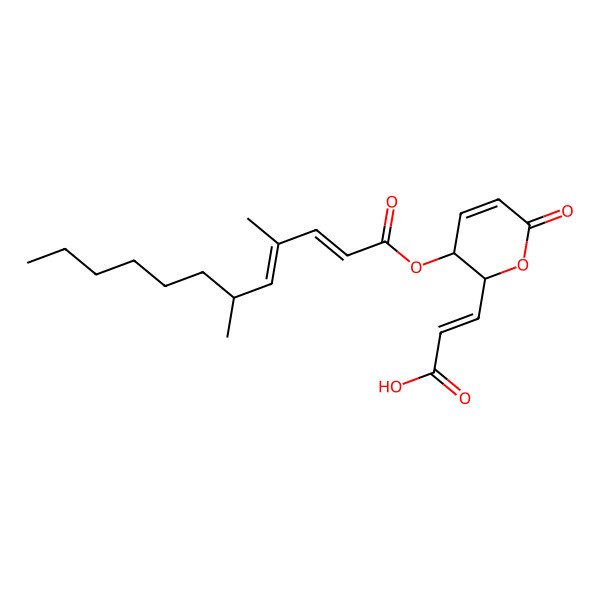 2D Structure of 3-[3-(4,6-Dimethyldodeca-2,4-dienoyloxy)-6-oxo-2,3-dihydropyran-2-yl]prop-2-enoic acid
