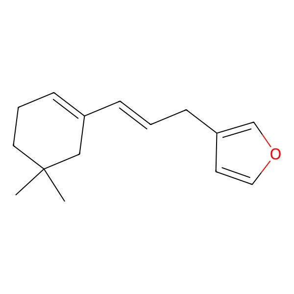 2D Structure of 3-[3-(5,5-Dimethylcyclohexen-1-yl)prop-2-enyl]furan
