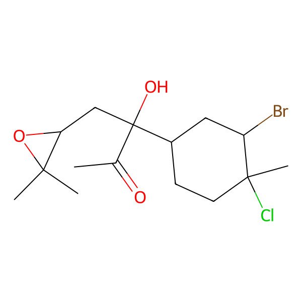 2D Structure of 3-(3-Bromo-4-chloro-4-methylcyclohexyl)-4-(3,3-dimethyloxiran-2-yl)-3-hydroxybutan-2-one