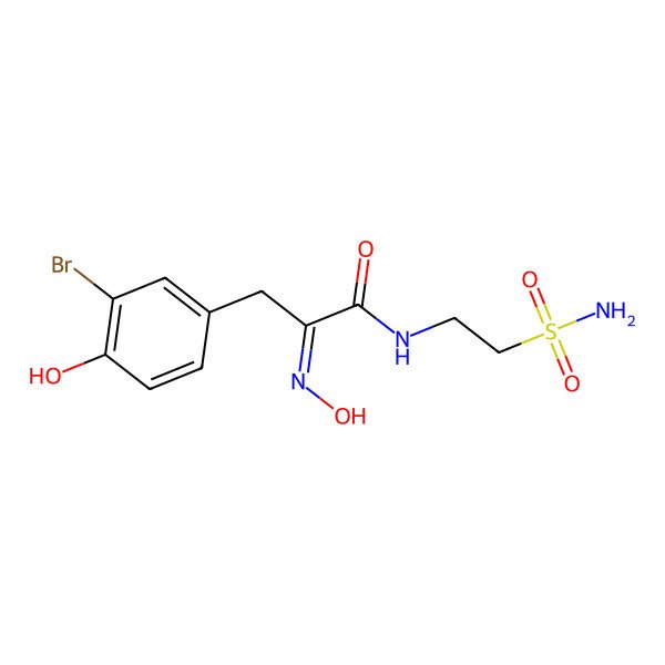 2D Structure of 3-(3-bromo-4-hydroxyphenyl)-2-hydroxyimino-N-(2-sulfamoylethyl)propanamide