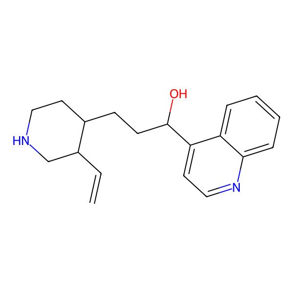 2D Structure of 3-(3-Ethenylpiperidin-4-yl)-1-quinolin-4-ylpropan-1-ol