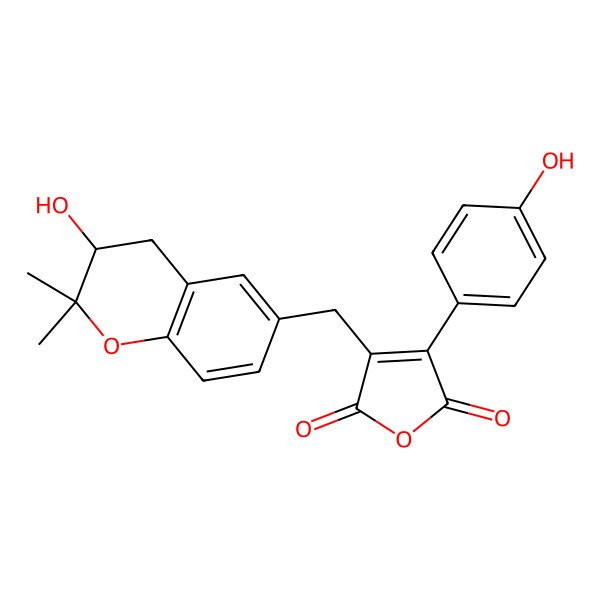2D Structure of 3-[(3-Hydroxy-2,2-dimethyl-3,4-dihydrochromen-6-yl)methyl]-4-(4-hydroxyphenyl)furan-2,5-dione