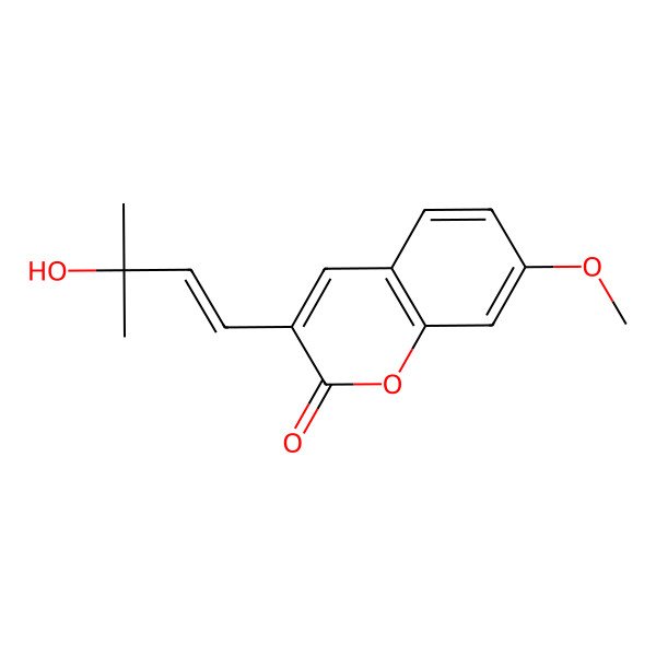 2D Structure of 3-(3-Hydroxy-3-methylbut-1-enyl)-7-methoxychromen-2-one