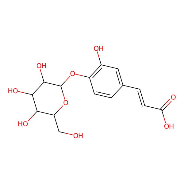 2D Structure of 3-[3-Hydroxy-4-[3,4,5-trihydroxy-6-(hydroxymethyl)oxan-2-yl]oxyphenyl]prop-2-enoic acid