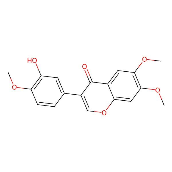 2D Structure of 3-(3-Hydroxy-4-methoxyphenyl)-6,7-dimethoxychromen-4-one