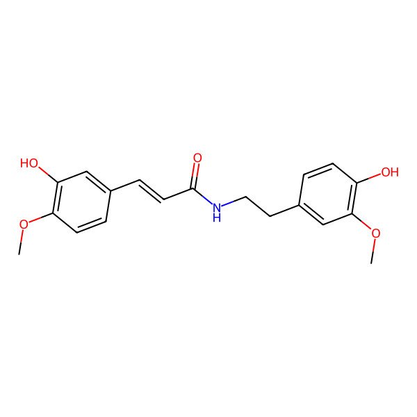 2D Structure of 3-(3-hydroxy-4-methoxyphenyl)-N-[2-(4-hydroxy-3-methoxyphenyl)ethyl]prop-2-enamide