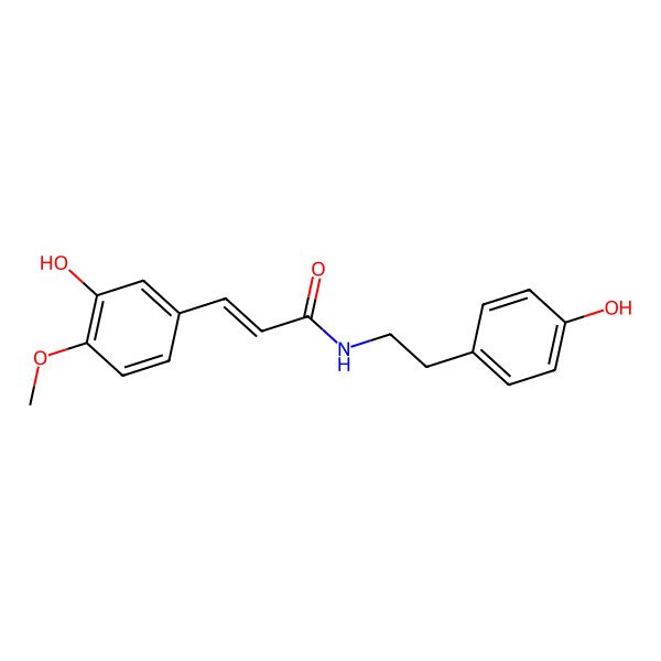 2D Structure of 3-(3-hydroxy-4-methoxyphenyl)-N-[2-(4-hydroxyphenyl)ethyl]prop-2-enamide