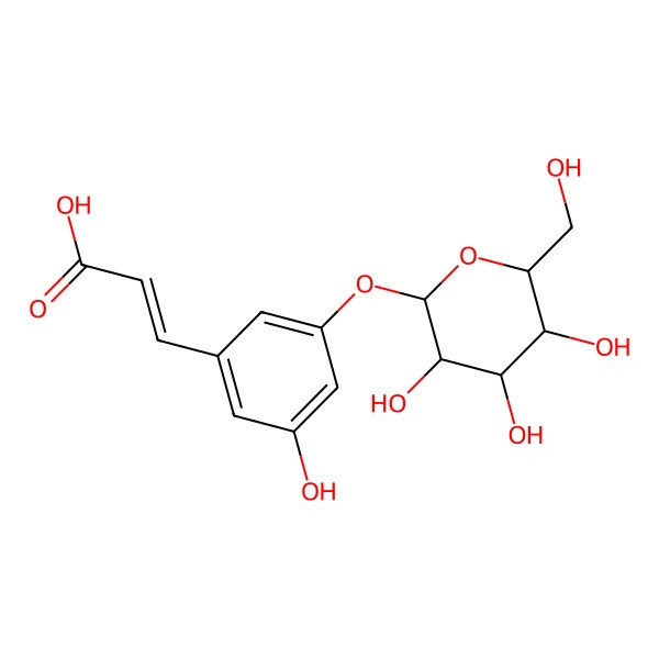 2D Structure of 3-[3-Hydroxy-5-[3,4,5-trihydroxy-6-(hydroxymethyl)oxan-2-yl]oxyphenyl]prop-2-enoic acid