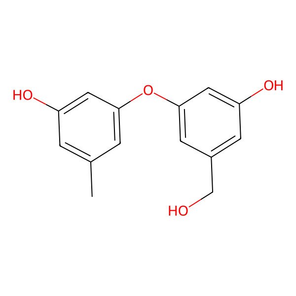 2D Structure of 3-(3-Hydroxy-5-(hydroxymethyl)phenoxy)-5-methylphenol