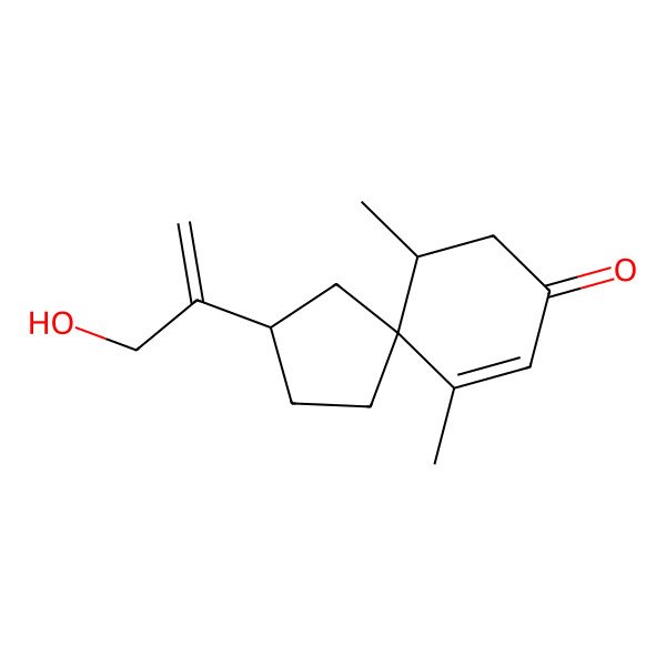 2D Structure of 3-(3-Hydroxyprop-1-en-2-yl)-6,10-dimethylspiro[4.5]dec-9-en-8-one