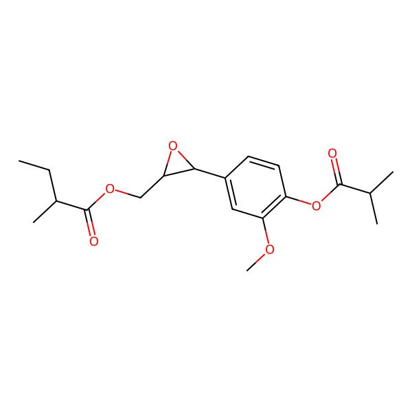 2D Structure of [3-[3-Methoxy-4-(2-methylpropanoyloxy)phenyl]oxiran-2-yl]methyl 2-methylbutanoate