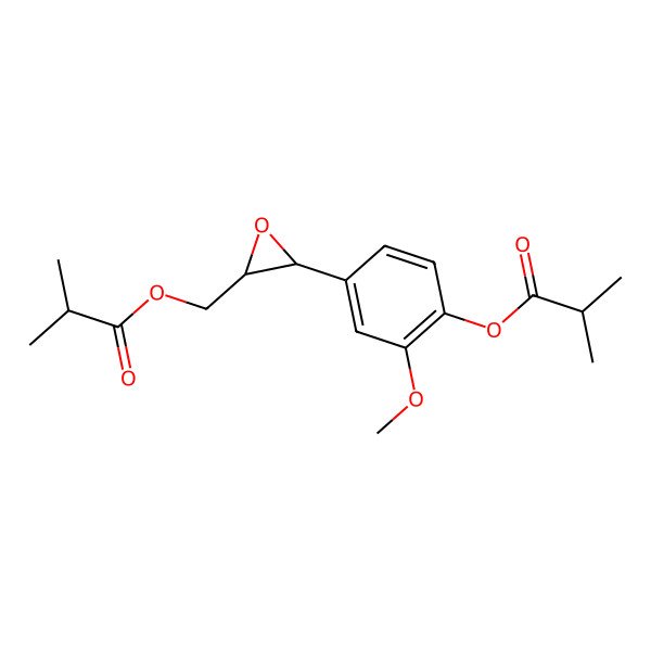 2D Structure of [3-[3-Methoxy-4-(2-methylpropanoyloxy)phenyl]oxiran-2-yl]methyl 2-methylpropanoate