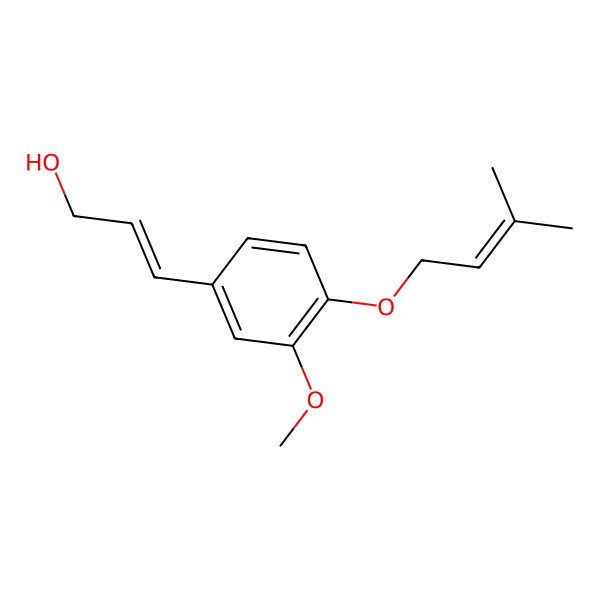 2D Structure of 3-{3-Methoxy-4-[(3-methylbut-2-en-1-yl)oxy]phenyl}prop-2-en-1-ol