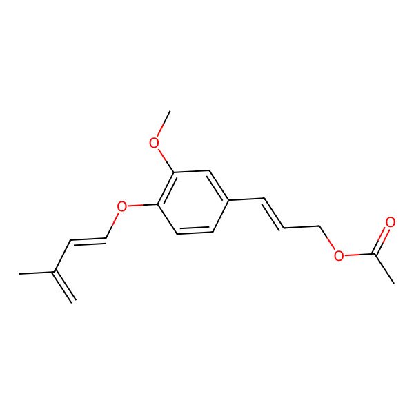 2D Structure of 3-[3-Methoxy-4-(3-methylbuta-1,3-dienoxy)phenyl]prop-2-enyl acetate