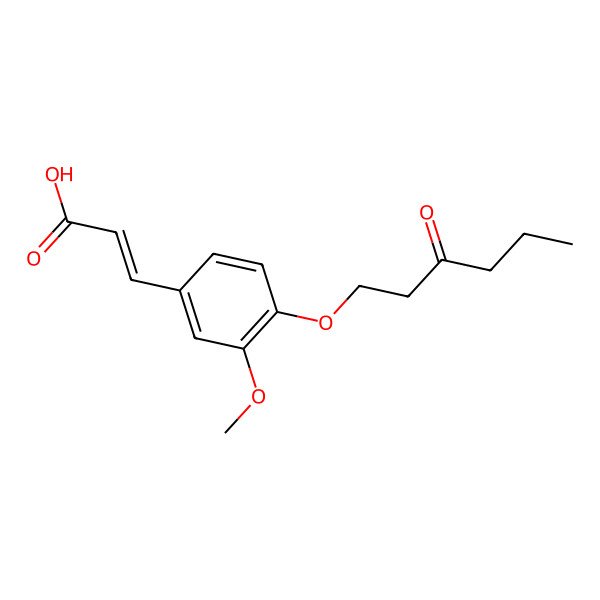 2D Structure of 3-[3-Methoxy-4-(3-oxohexoxy)phenyl]prop-2-enoic acid
