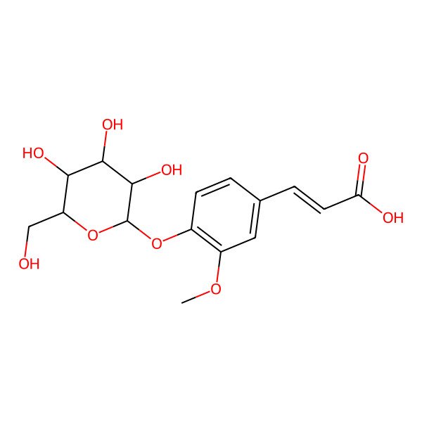 2D Structure of 3-[3-Methoxy-4-[3,4,5-trihydroxy-6-(hydroxymethyl)oxan-2-yl]oxyphenyl]prop-2-enoic acid