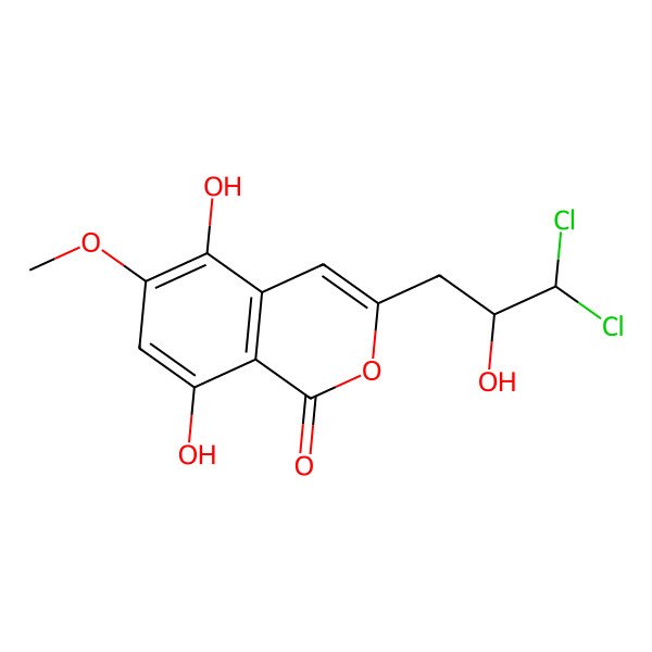 2D Structure of 3-(3,3-Dichloro-2-hydroxypropyl)-5,8-dihydroxy-6-methoxyisochromen-1-one